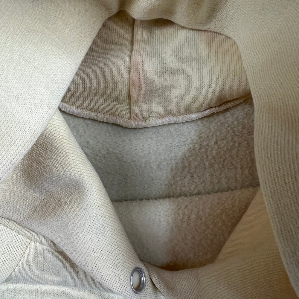 True Vintage Pale Yellow Blank Raglan Cut 50/50 Hoodie Men's Large 20.5x23.5 60s - Picture 6 of 11